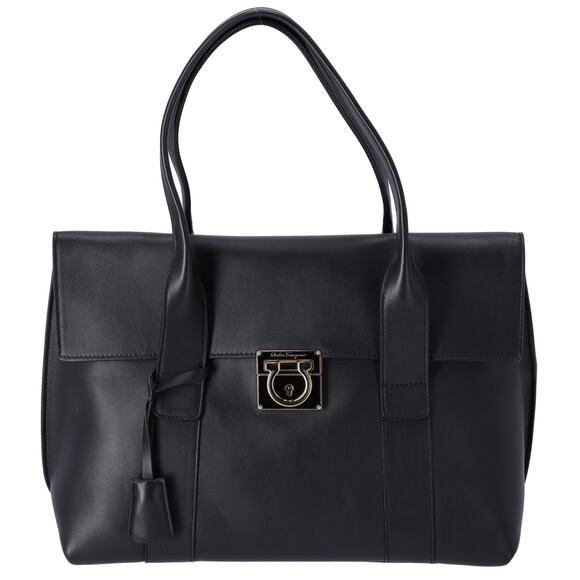 Salvatore Ferragamo Sukey Shoulder Tote Black Leather + Pouch